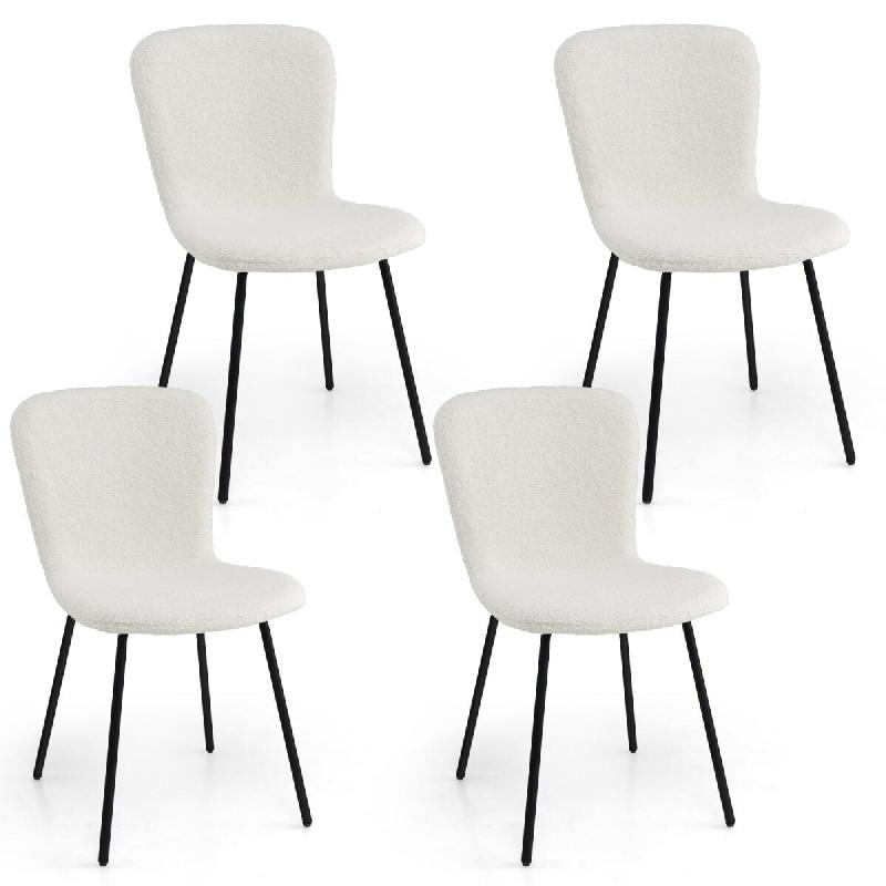 Helloshop26 - Lot de 4 chaises de salle à manger 47 x 58 x 86 cm avec dossier ergonomique courbé ambiance moderne en métal beige 20_0011818 - beige_0