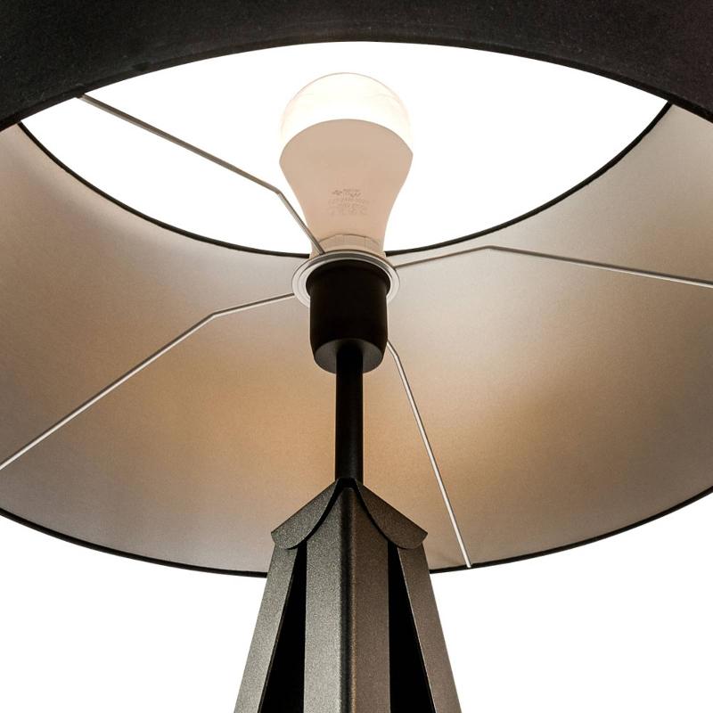 EULUNA LAMPE SUR PIED TAGO, TRÉPIED, ABAT-JOUR NOIR/ARGENT