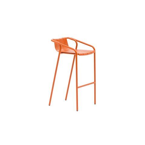 LOT DE 2 - TABOURET BAR EN ALUMINIUM OUDON - BRIQUE - INTÉRIEUR & EXTÉRIEUR