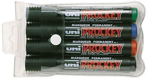 MARQUEUR PERMANENT UNI BALL PROCKEY POINTE OGIVE 1,8 À 2,2 MM - POCHETTE DE 4 ASSORTIS