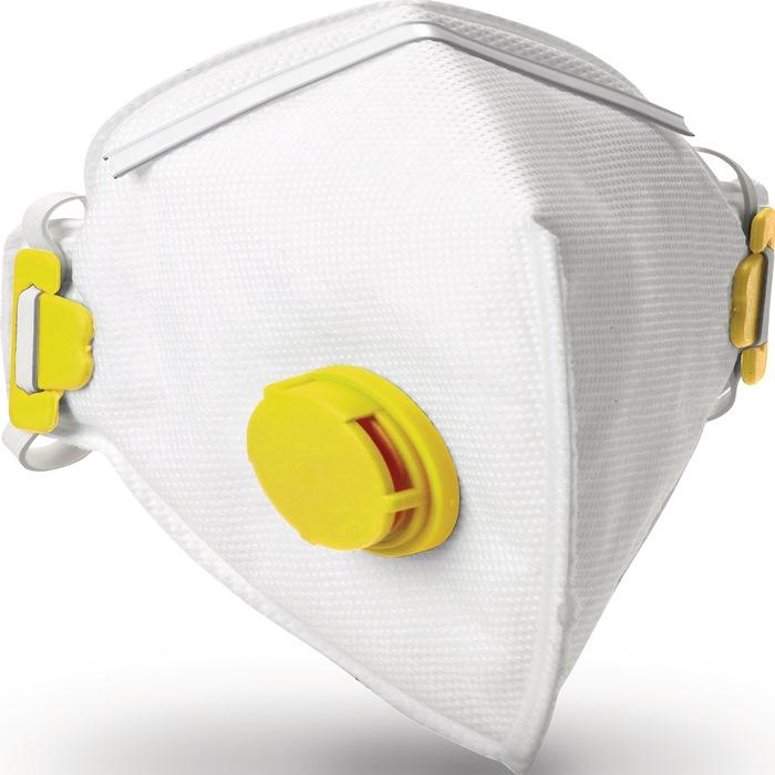 Masque de protection respiratoire pliable JSP Y P2V FFP2/V NR - Avec soupape d'expiration - 10 pcs/carton_0