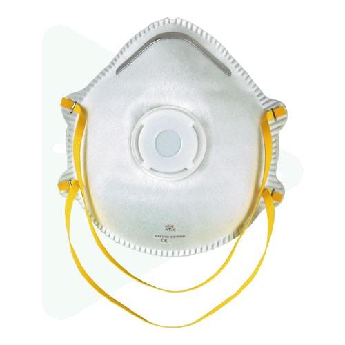 Masque respiratoire FFP3 avec valve - Forme conique, pince-nez métallique et brides réglables_0