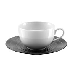 MEDARD DE NOBLAT Escale Noir - Coffret 6 tasses et soucoupes café en grès noir - Design élégant et tendance_0