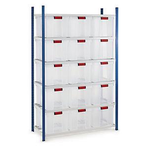 PACK DE RAYONNAGE BACS DE RANGEMENT TRANSPARENTS 75 L