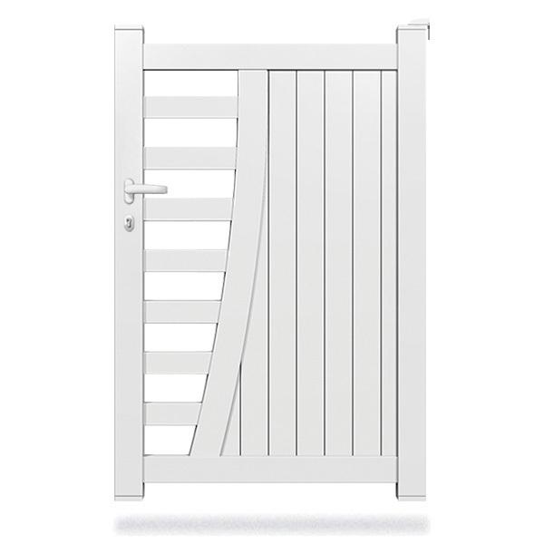 Portillon aluminium battant - Modèle OPC-201 avec lames au choix et dimensions personnalisables_0
