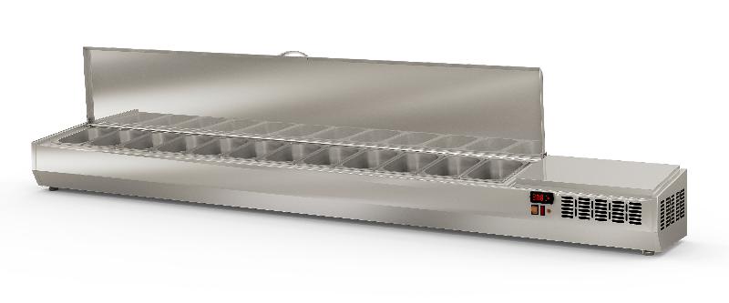Saladette à ingrédients professionnelle en inox - 10 bacs GN 1/4 avec couvercle inox - EI225-T-1/4_0
