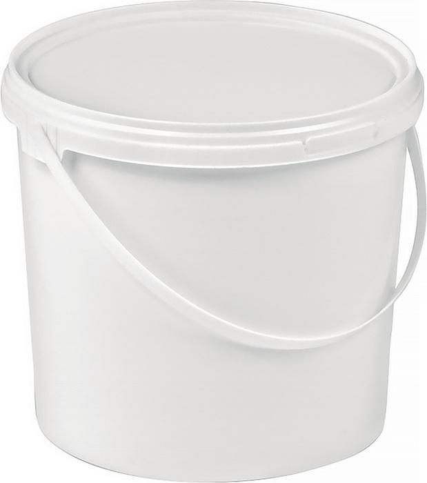 Seau plastique 3 L PP blanc - poignée profilée et couvercle cloche - D. 157 mm - H. 162 mm - usage alimentaire_0