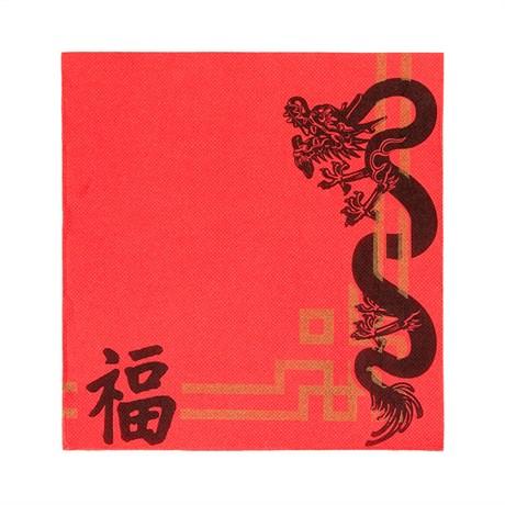 SERVIETTE DOUBLE POINT ECOLABEL CHINE 18 G/M² 40X40 CM TISSU ROUGE (VENDU PAR 1200)
