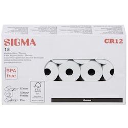 SIGMA Rouleaux de caisses thermiques CR12, 57 mm x 25 m, 15 unités - blanc papier 1814_0