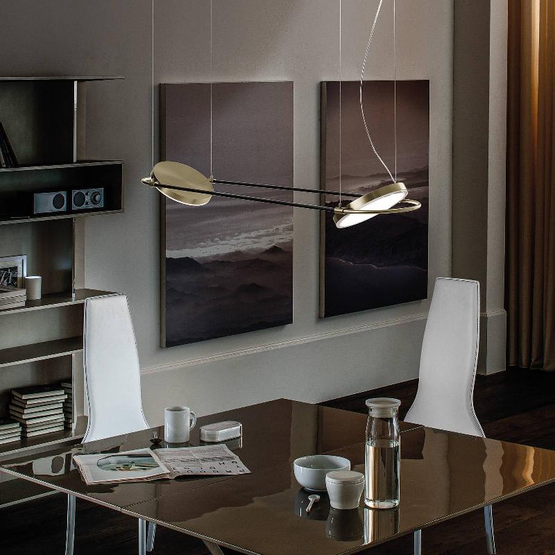 SIL-LUX SUSPENSION LED GIOTTO, À 2 LAMPES, GROUPÉE, DORÉE