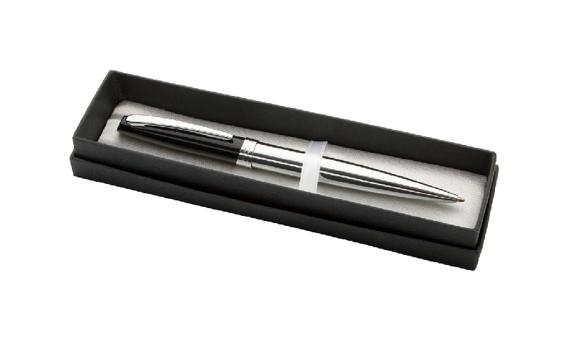 Stylo à bille métal - capuchon laqué noir - corps et clip chromé brillant - livré en boîte cadeau_0