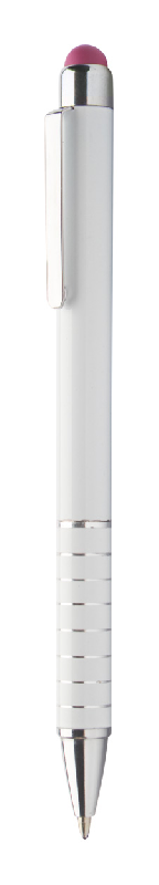 Stylo bille stylet en aluminium blanc - avec encre bleue et stylet de couleur différente_0