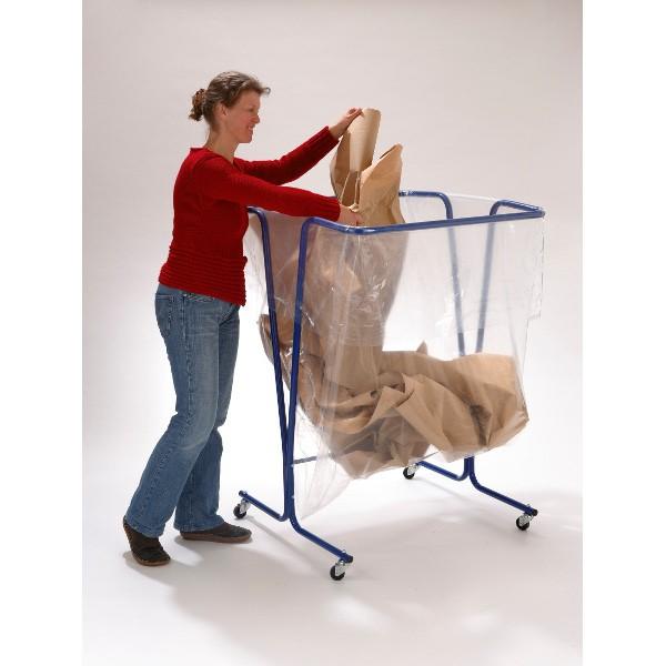 Support sac poubelle grand volume 600 litres - Structure en acier avec roulettes - Marque Mottez_0