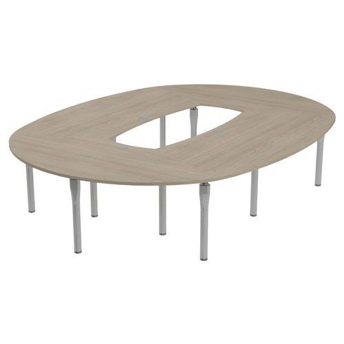 TABLE DE RÉUNION NOGA OVALE 335 X 250 CM CHÊNE GRIS ALU