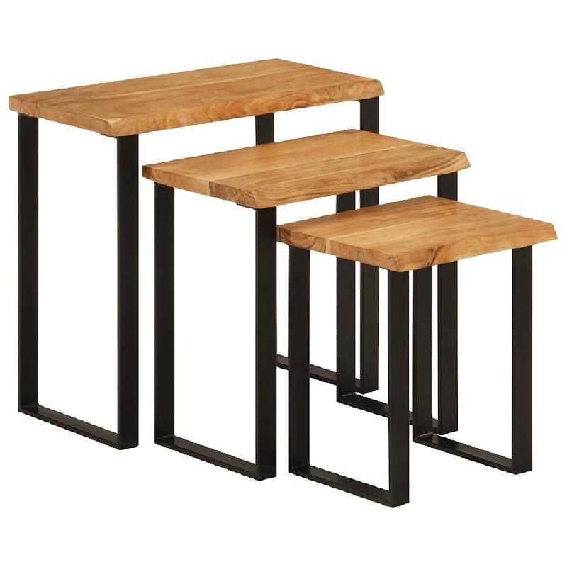 Tables gigognes 3 pcs avec bord vivant bois massif d'acacia Modèle Outdoor Omicron Plus - 372760_0