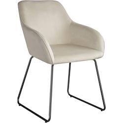 Tectake Chaise de salle à manger en aspect velours rembourré crème et noir - 405921 - beige polyester 405921_0