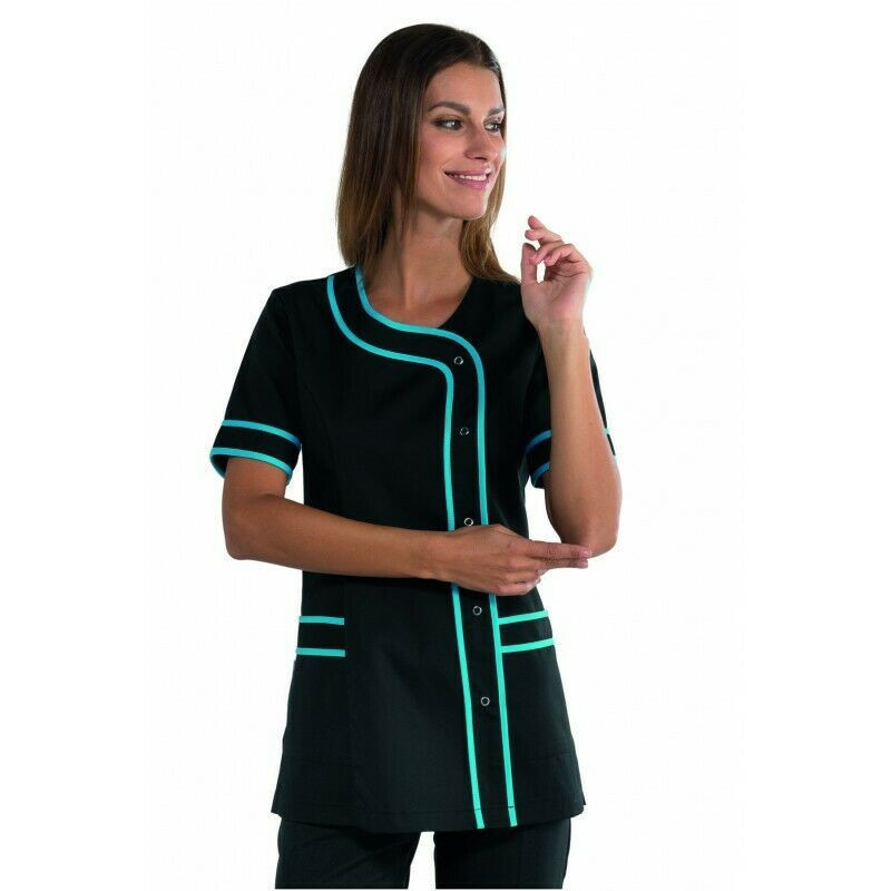 Tunique femme casacca BRASILIA noire turquoise isacco_0