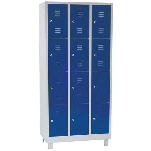 VESTIAIRE MULTICASES/PIEDS L=300/3 COLONNES 4 CASES/ BLEU - MANUTAN EXPERT