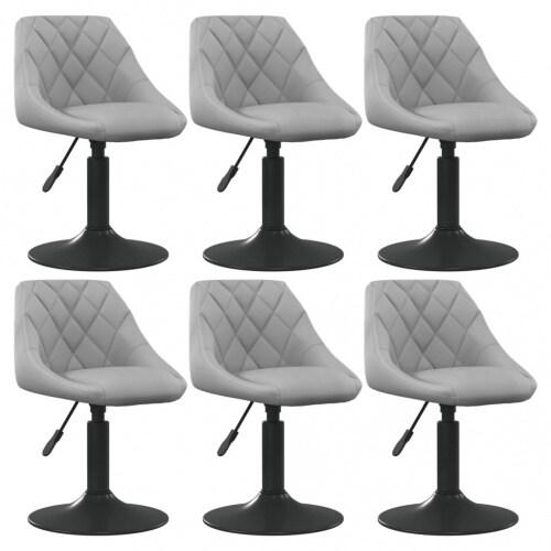 VidaXL Chaises pivotantes à manger lot de 6 gris clair velours Modèle Brivor - 3088802XL_0
