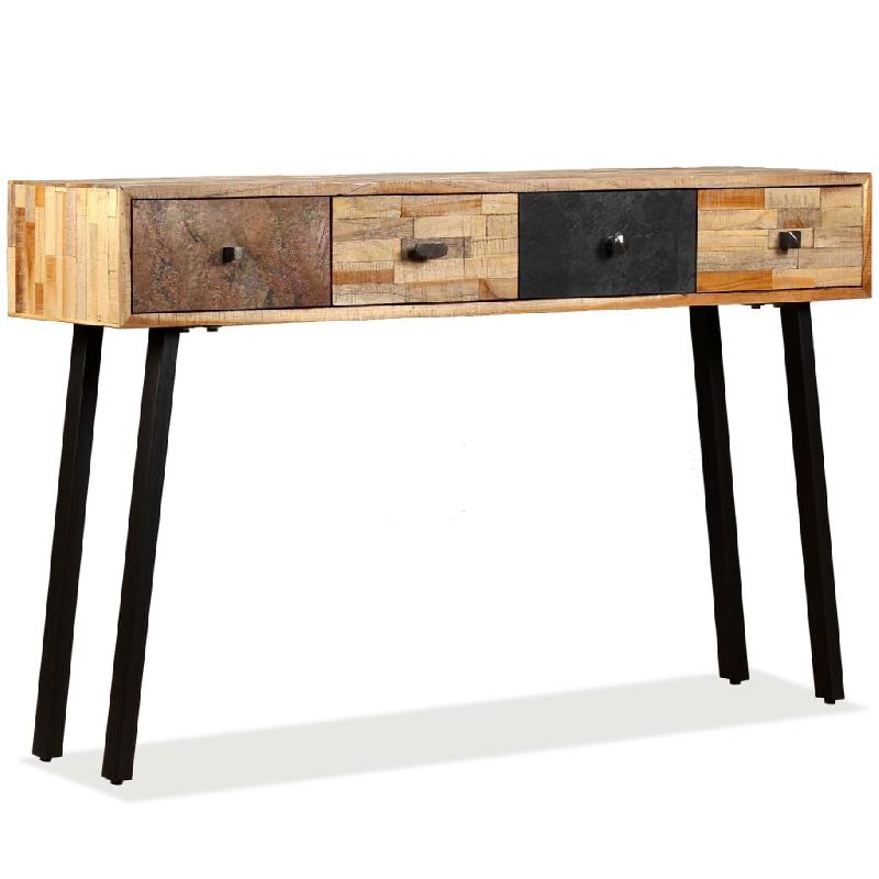VidaXL Table console Teck massif de récupération 120 x 30 x 76 cm Modèle Nova Métal - 245403_0