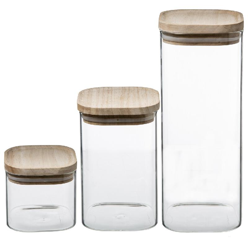 5FIVE - Lot de 3 bocaux en verre avec couvercle, couleur beige - transparent verre JJ152_0