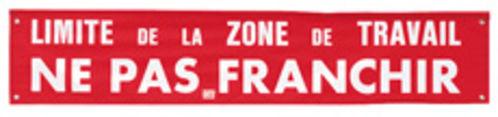Banderole de signalisation  limite zone de travail en tissu vinyl, 1000x200mm, 4 tr - CATAL43_0