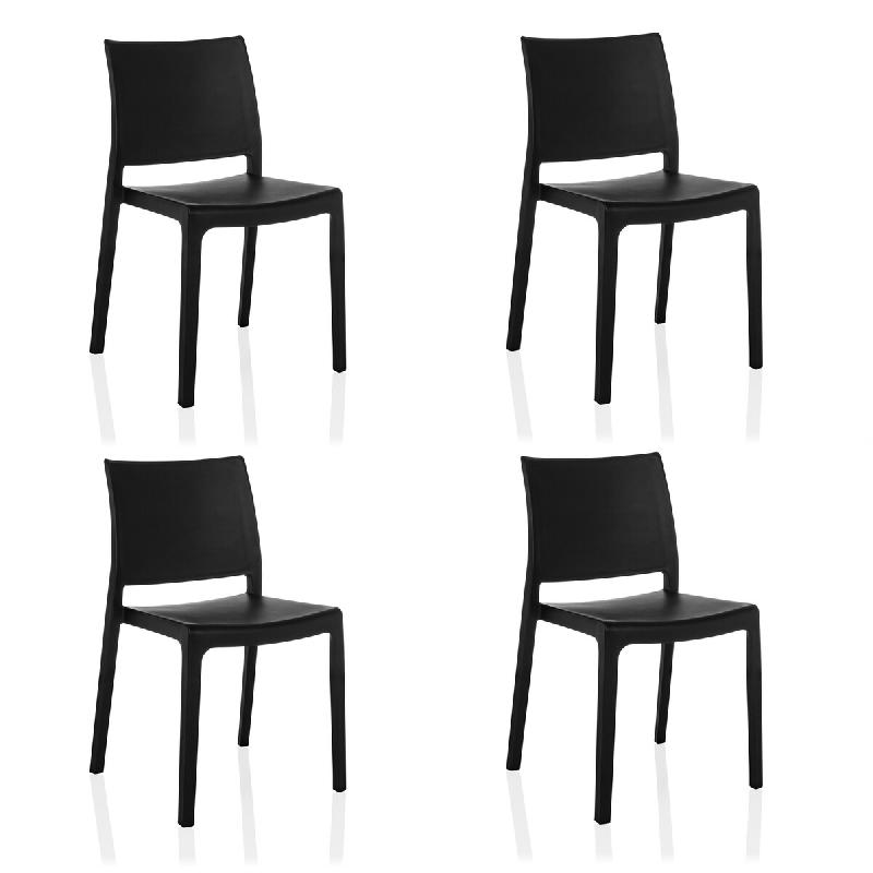 Chaise de salle à manger / chaise visiteur T37 V plastique noir lot de 4 hjh LIVING - noir plastique polypropylène 729497_0