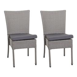 Décoshop26 - Lot de 2 chaises en polyrotin gris balcon jardin empilable coussins gris foncé 04_0007409 - gris 3000262109326_0