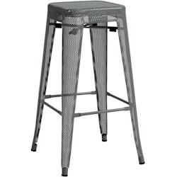 Décoshop26 - Tabouret de bar avec repose-pieds design industriel empilable en métal perforé gris 10_0004869 - gris 3000252336763_0