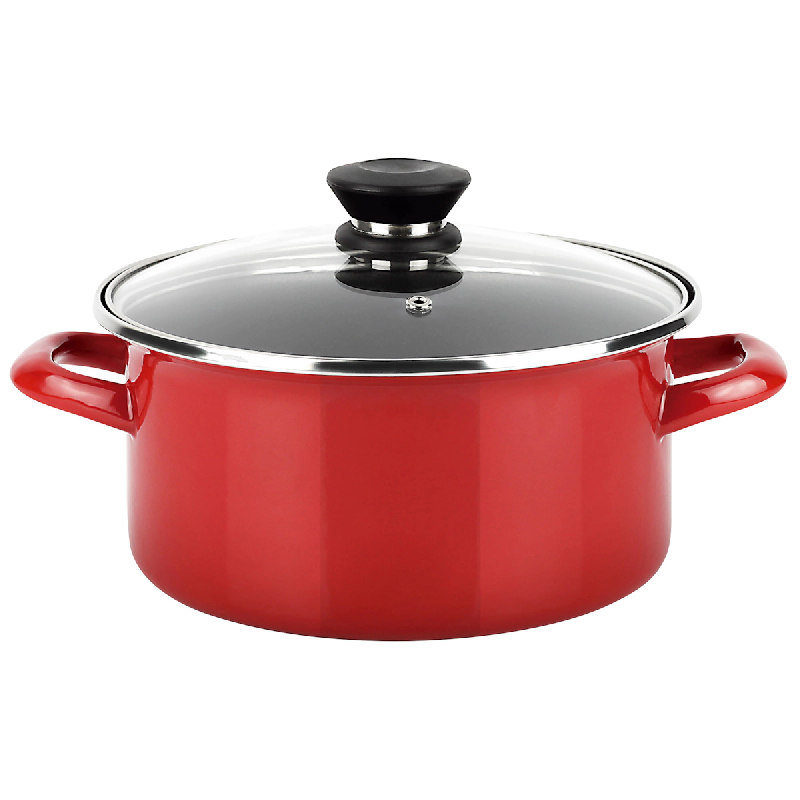 Fagor Optimax Casserole à induction 20 cm, couvercle en verre, acier émaillé, haute épaisseur, antiadhésif Ecological XYLAN PLUS sans PFOA, rouge_0
