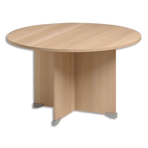 Gautier Office - Table de réunion ronde Jazz en hêtre gris clair - Diamètre 120 cm, Hauteur 74 cm_0