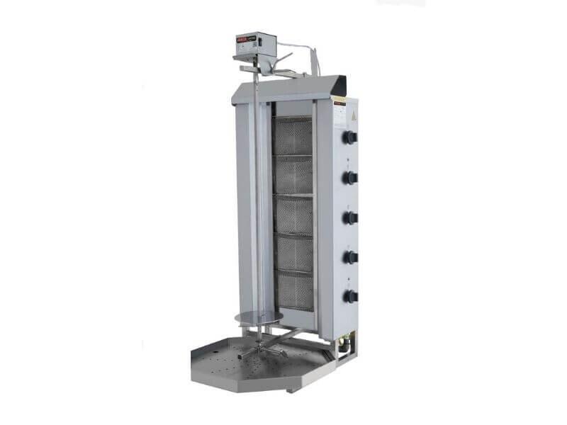 Gril à kebab gaz professionnel – 5 brûleurs – 80 kg – moteur haut – 70 x 60 cm – Réf. AKS-SGS-DS-34 - AKS-SGS-DS-34_0