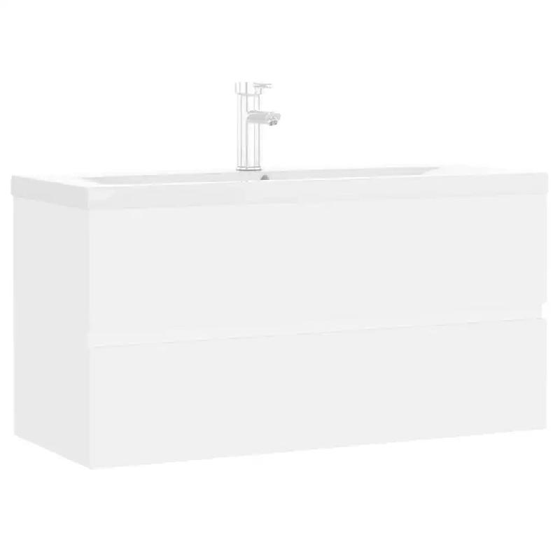 Helloshop26 - Armoire d'évier avec lavabo intégré pratique style contemporain 90 x 38,5 x 45 cm en bois d'ingénierie blanc 02_0055093 - blanc Bois_0