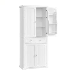 Helloshop26 - Buffet haut cuisine meuble de rangement armoire vaisselier 40 x 76 x 182 cm grand espace avec un tiroir 4 planches 12_0004535 - 30002225_0