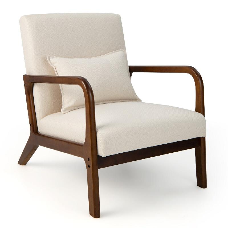 Helloshop26 - Chaise fauteuil lounge inclinable 79 x 65 x 77 cm coussin lombaire et patins antidérapants style moderne en bois de 20_0017502 - Bois m_0
