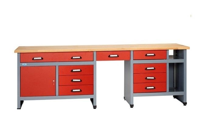 Kupper Etabli 1 Porte Et 5 Tiroirs L 120 Cm Rouge 12042