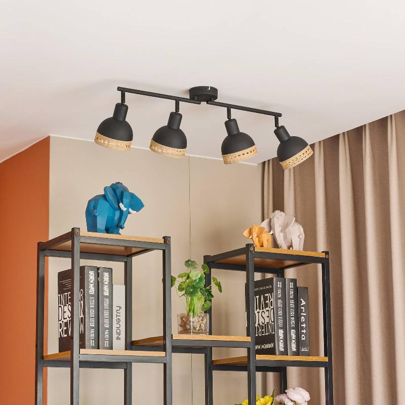 LINDBY LONNARIS SPOT, ROTIN, NOIR, 4 LAMPES