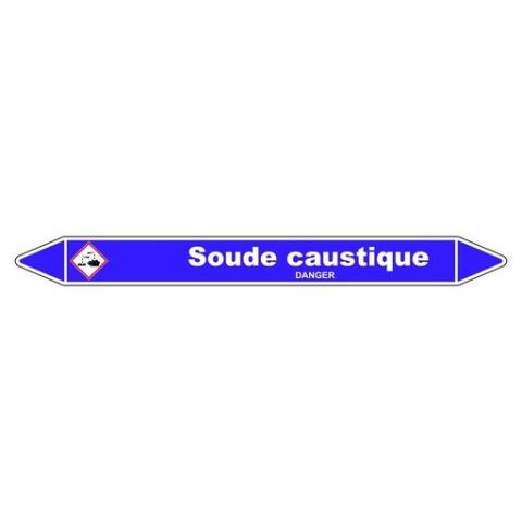 LOT DE 3 - MARQUEUR TUYAUTERIE - SOUDE CAUSTIQUE - VINYLE LAMINÉ - NFX 08-105 355 X 37 MM