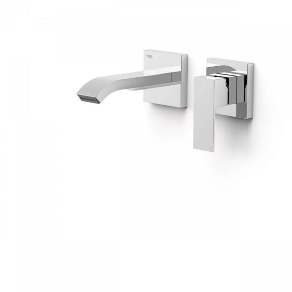 MITIGEUR LAVABO MURAL AVEC BEC CASCADE CHROMÉ - TRES 00630003