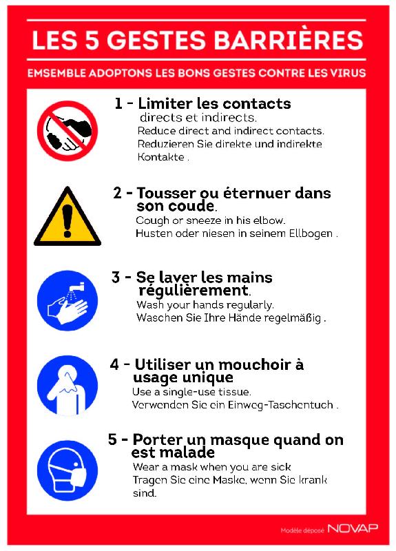 Panneaux adhésif A4 distanciation sociales et gestes barrières - ADPNG-NV05/5GBR_0
