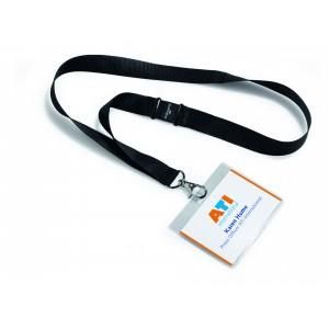 PORTE-BADGES EN PVC RIGIDE TRANSPARENT AVEC LACET ET ATTACHE