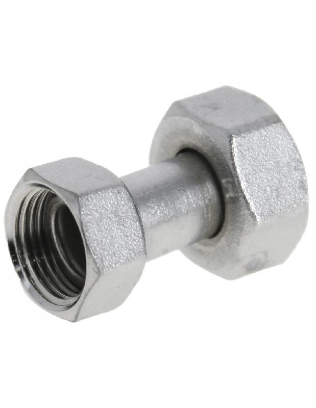 RACCORD FOU 2 ÉCROUS PRISONNIERS RÉDUITS CHROMÉ F15/21 F20/27 - GARIS - D09504C