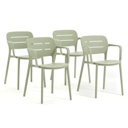 RATTATAN Set de 4 chaises avec accoudoirs en polypropylène empilables pour extérieur et jardin, bar et restaurant, structure robuste et légère –_0