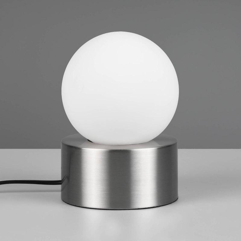 REALITY LEUCHTEN LAMPE À POSER COUNTESS OPALE, PIED MÉTAL NICKEL