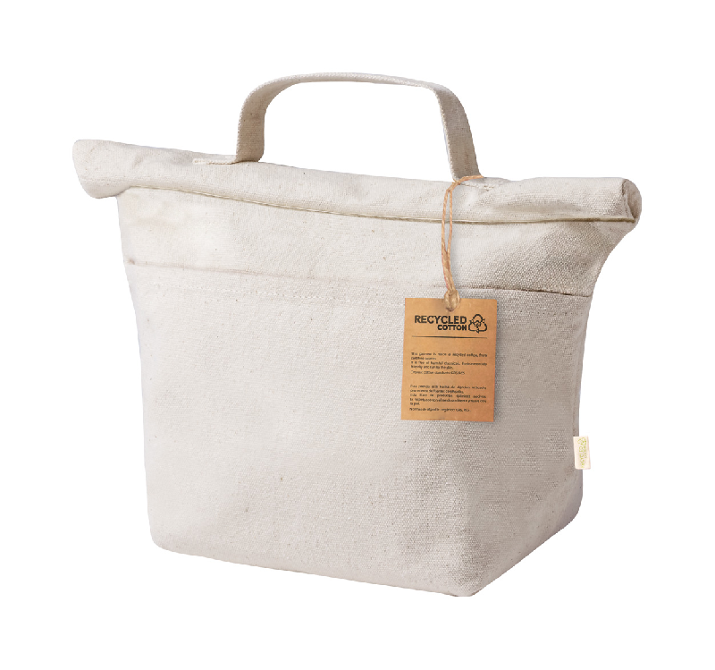 Sac isotherme en coton recyclé - fermeture Velcro - poche avant et rembourrage PEVA_0
