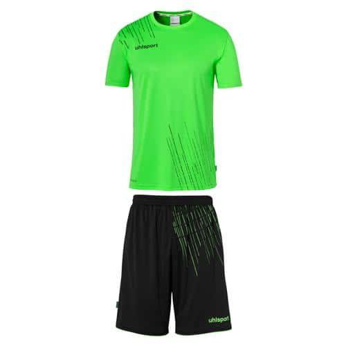 SET MAILLOT ET SHORT DE FOOT ENFANT - UHLSPORT - SCORE 26 VERT FLUO/NOIR