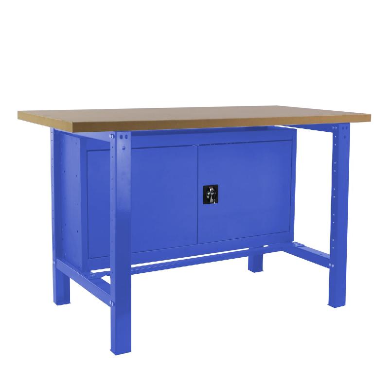 SimonRack Table de travail d’atelier, 1200x750 mm, armoire, plateau MDF 35 mm, Charge 600 kg, Bleu - BT-6 - bleu métal 8435104942598_0