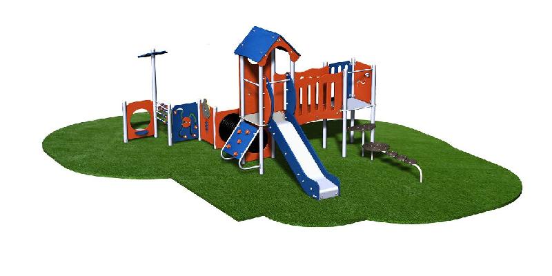 Structure de jeux 2 tours avec manipulation nautilus - STI20904I - pour enfants de 1 à 8 ans - capacité 22 enfants - avec toboggan et mur d'escalade_0