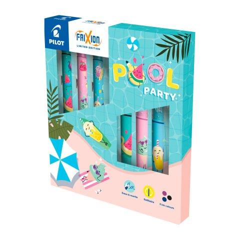 STYLO ROLLER PILOT FRIXION BALL ET CLICKER POOL PARTY - POCHETTE DE 6
