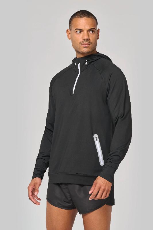 Sweat-shirt à capuche 1/4 zip sport unisexe - PROACT - Réf: PA360 - Tissu jersey gratté ultra doux - Multiples tailles et couleurs_0